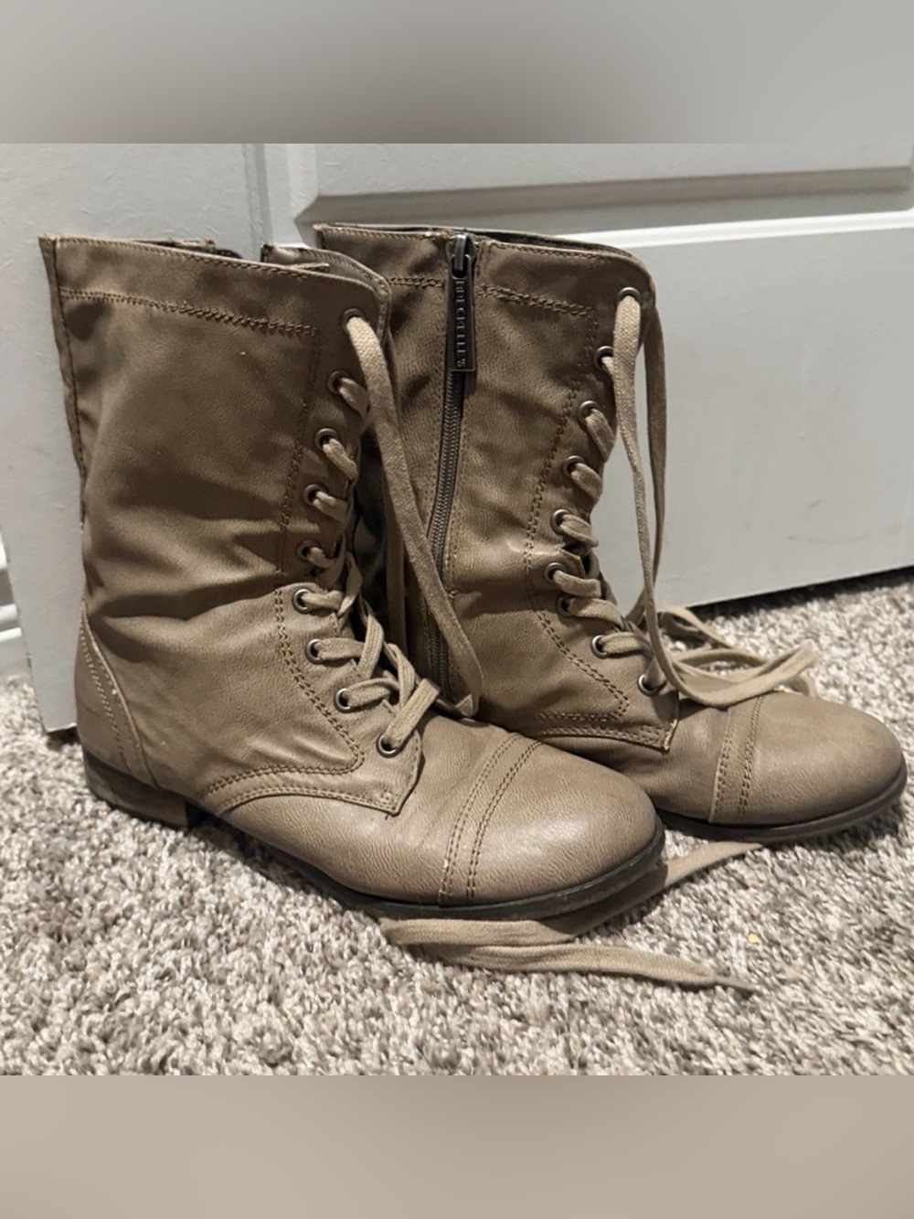 Breckelles Taupe Lace-Up Combat Boots